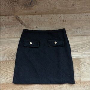 LOFT Black Mini Skirt with Gold Accents